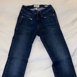 FRAME denim, dark wash skinny jeans